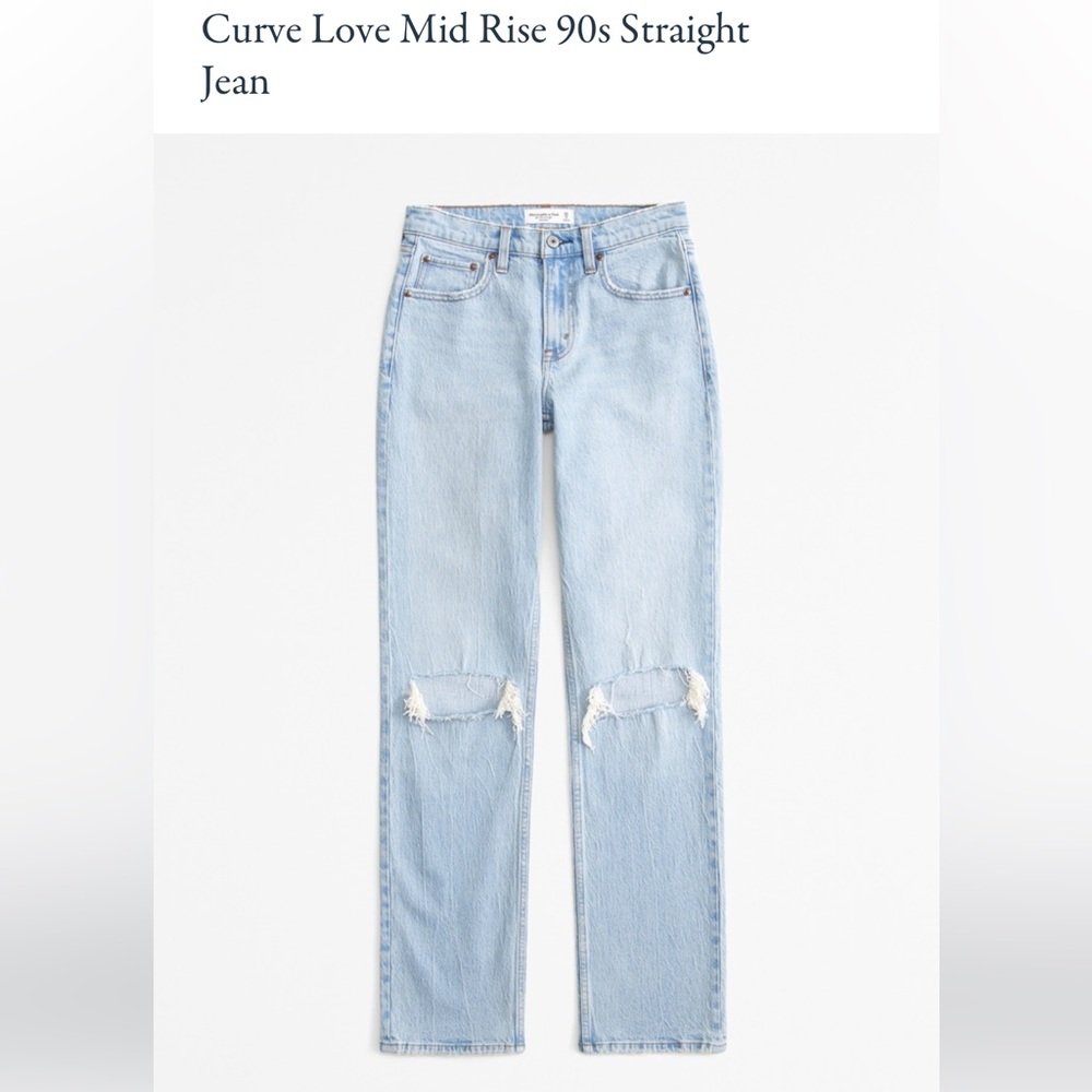 Abercrombie & Fitch Curve Love Mid Rise 90s Straight Jean- “Light Destroy”